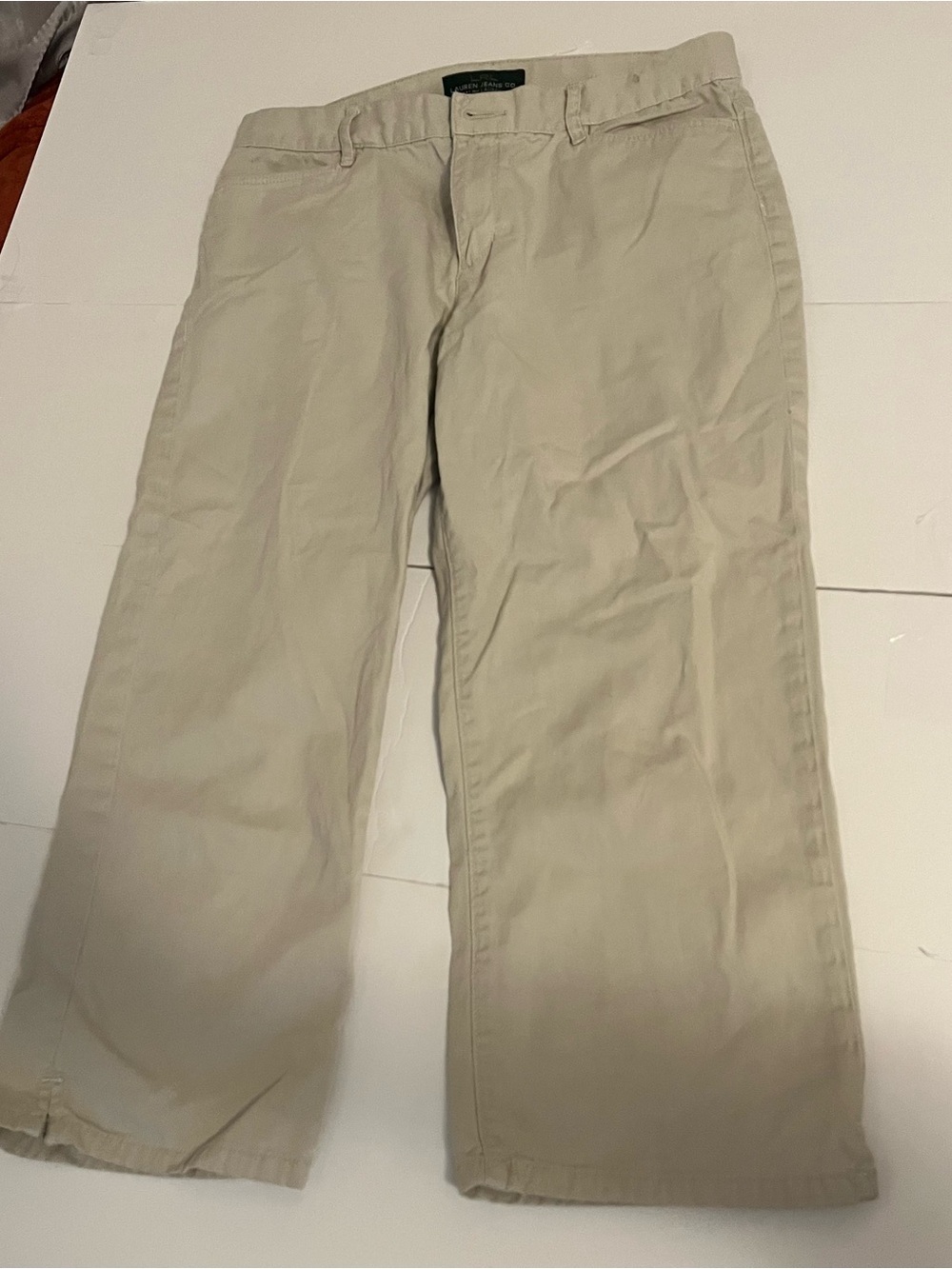 Capri Pants Straight-Fit Khaki